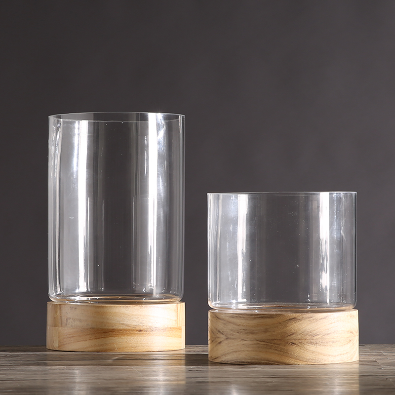 Modern minimalist romantic wooden glass candle holder