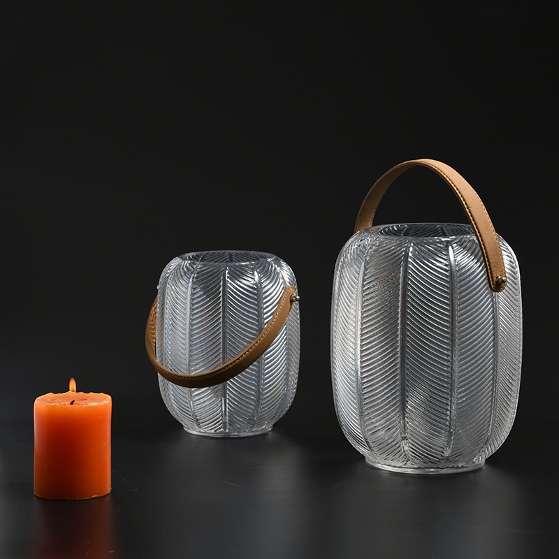 Glassware factory directly transparent glassware for home decoration flower container with handle glass flower vase
