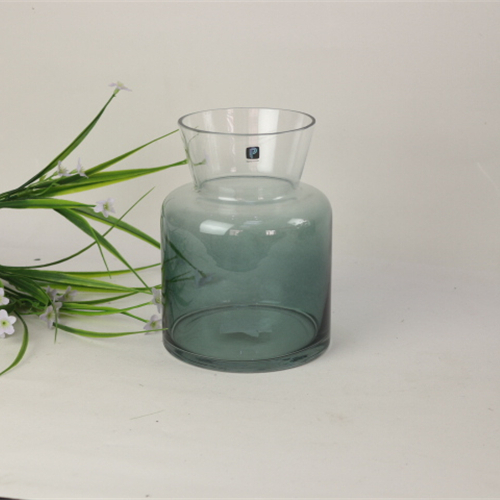 Quality-Assured Creative Round Shape Green Gradient Color Handmade Household Craft Glass Vase