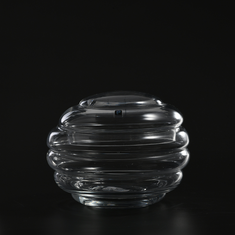 Hot sale transparent glassware glass candy jar with big stomach and glass lid or marshmallow jar for food storage