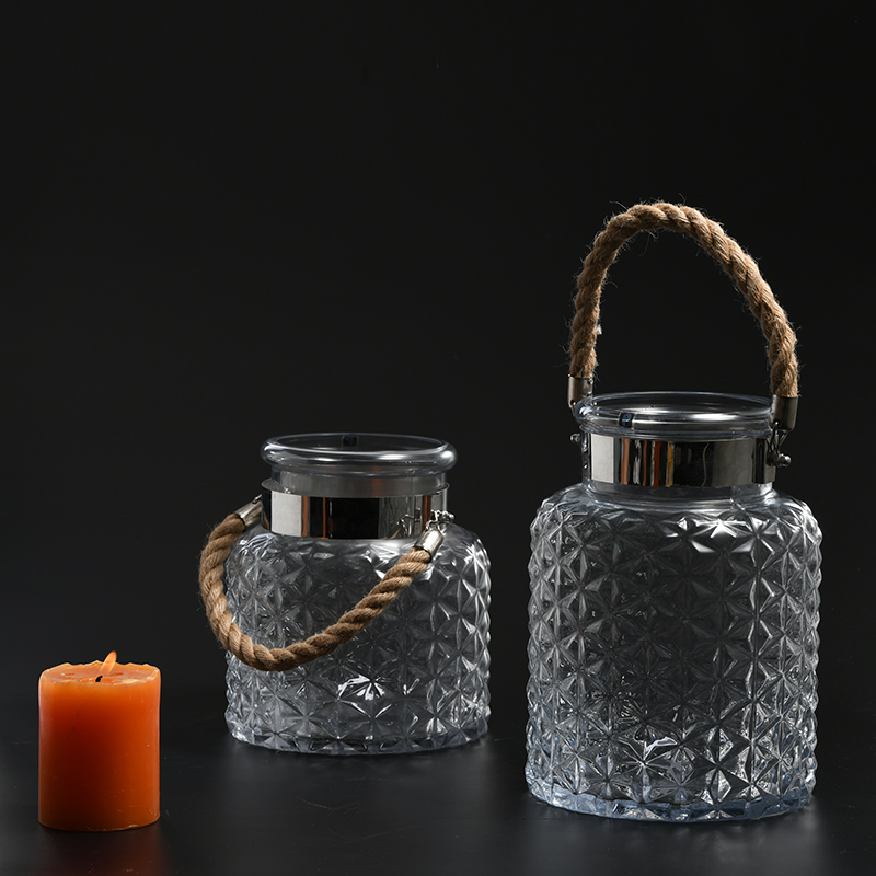 Glassware factory supply flower container candle container glass candle holder with flower for home decoration