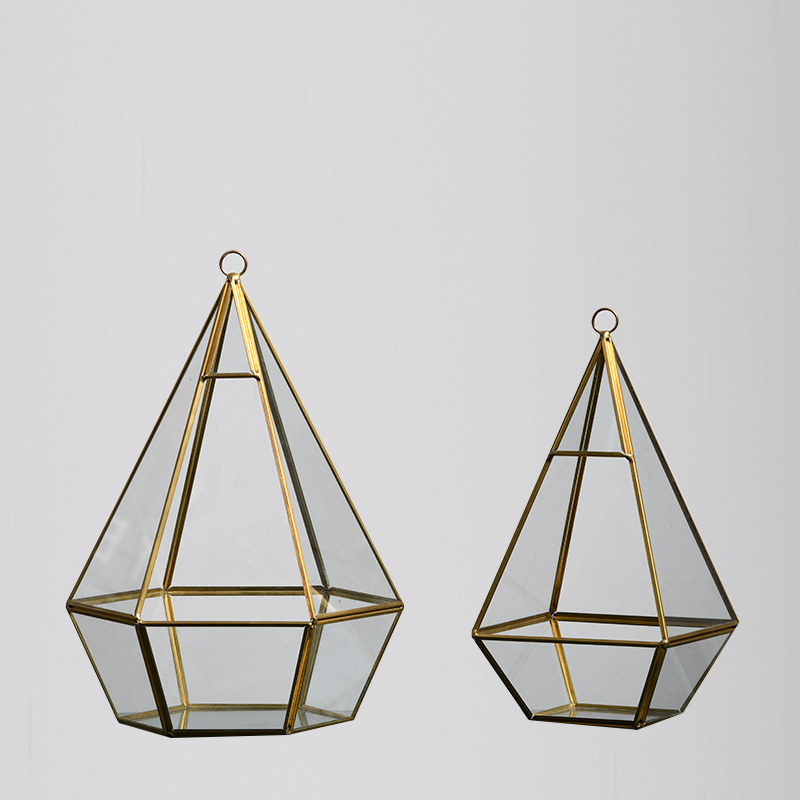 Diamond design Glassware Hanging from the top or the wall Transparent Handmade Flower Terrarium on sale