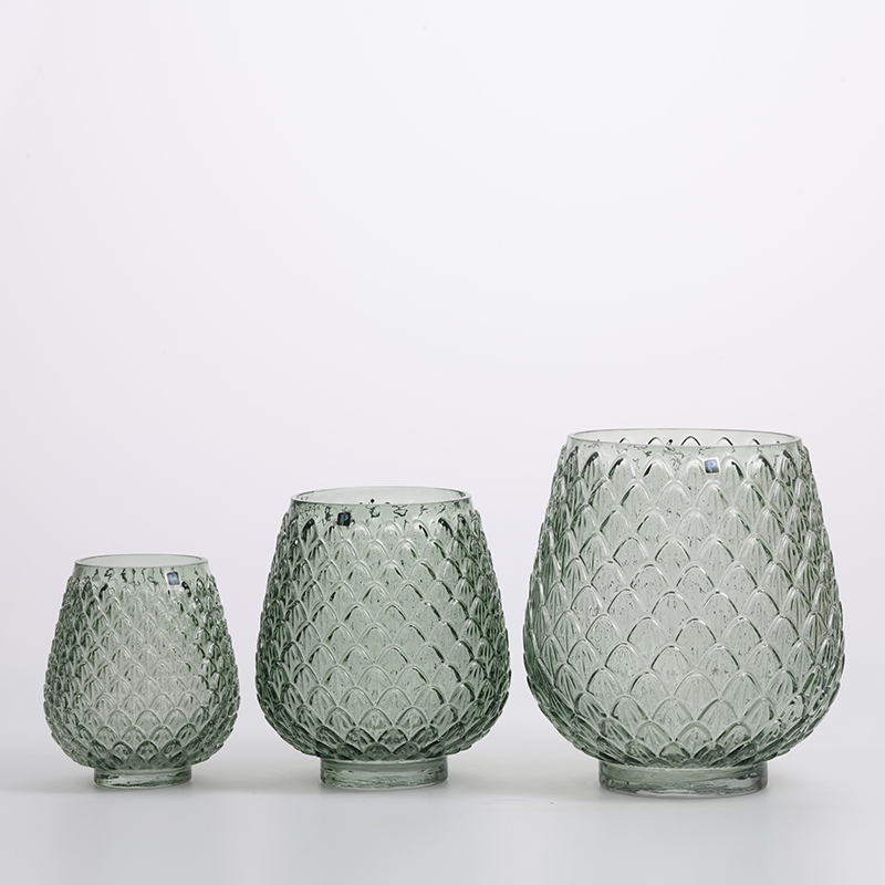 Heavy duty transparent jar grey colored for flower container design glass flower vase Chinese manufacture supply