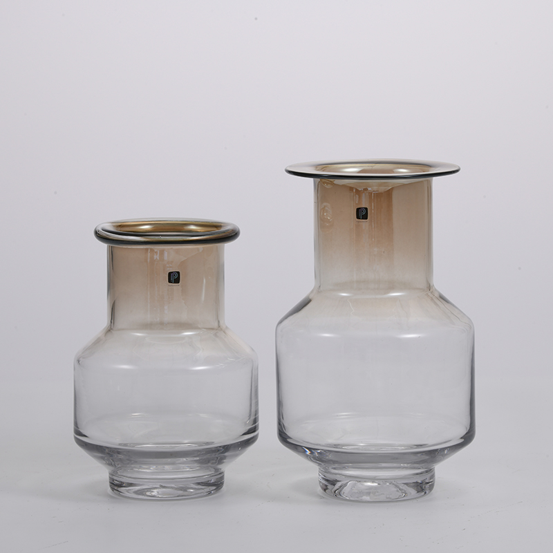 Heavy duty home decoration transparent for European market design glass flower vase on sale