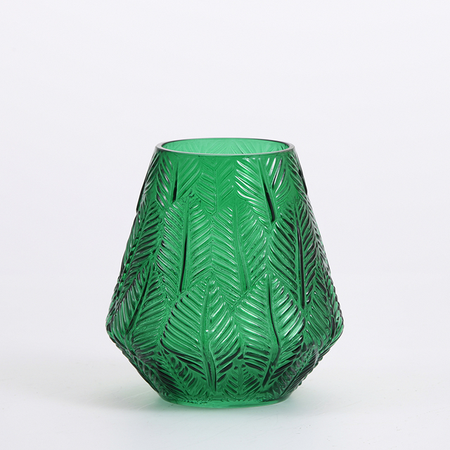 Red floral glassware modern style creative design glass flower vase for home deco on sale