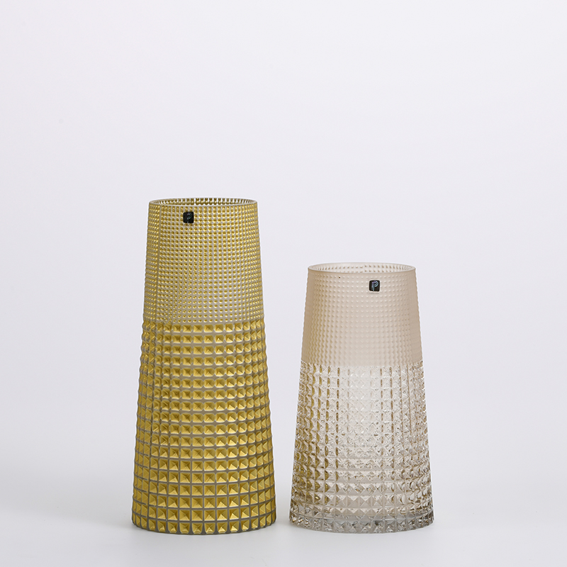 Glassware factory glass home decor like a golden bowl with electro golden ring glass flower vase