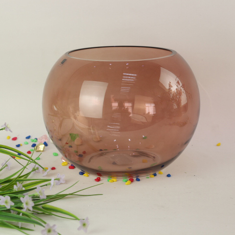 2020 Hot Selling Handmade Design Unique Round Oval Clear Flower Glass Vase With Custom Logo