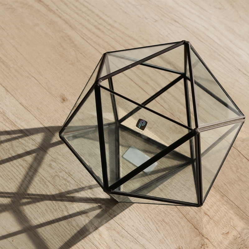 New design Black geometric terrarium glass vase for home decoration wholesale