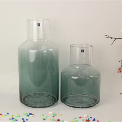 Wholesale custom size home decoration modern colorful translucent glass vase