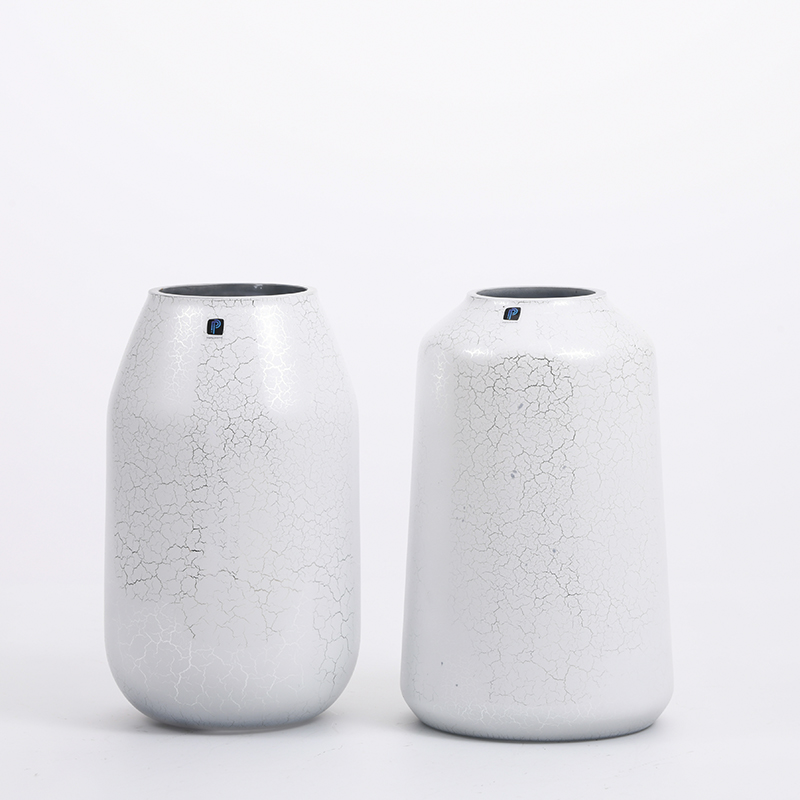 Hot selling Simple design white enamel painting tall glass vase for decoration factory directly supply