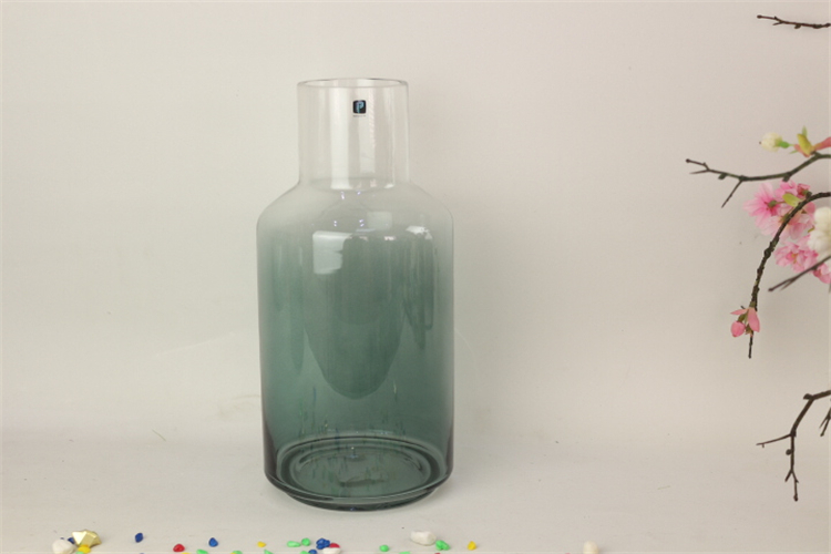 Chinese modern living room decoration translucent color glaze blue ceramic flower vase