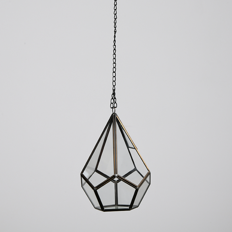Home decoration Football Design glass clear plant container hanging geometric glass terrarium
