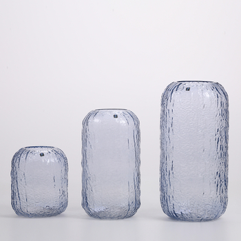 Hand-blown transparent hot sale floral design glassware for home decors glass flower vase Chinese manufacture