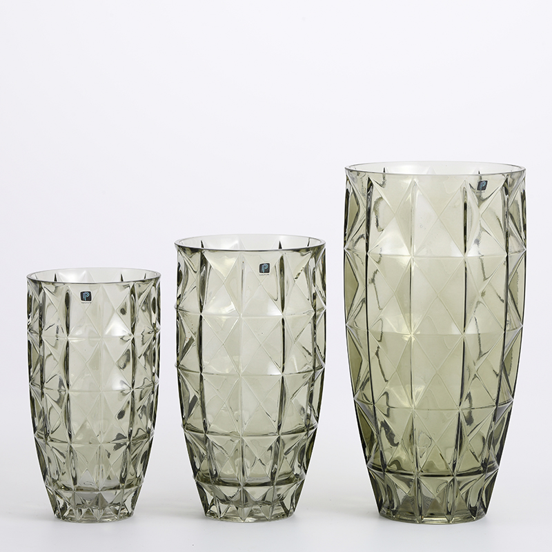 High quality glassware big open mouth glass vase design decorative glass flower vase Chinese manufacture
