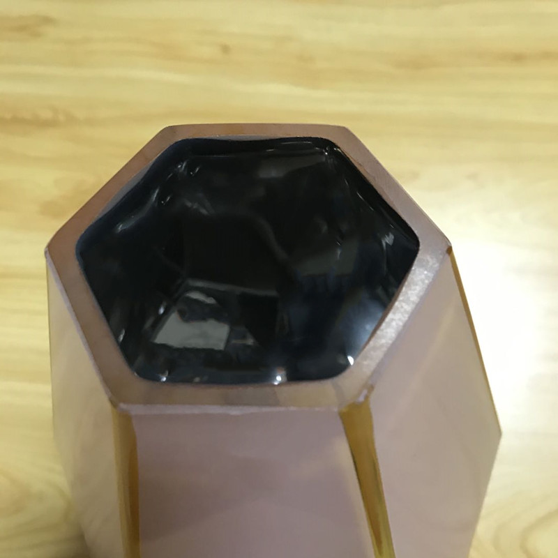 Wholesale Modern Design Color Smoked Decorative Recycled Flower Glass Vase With Metal Stand