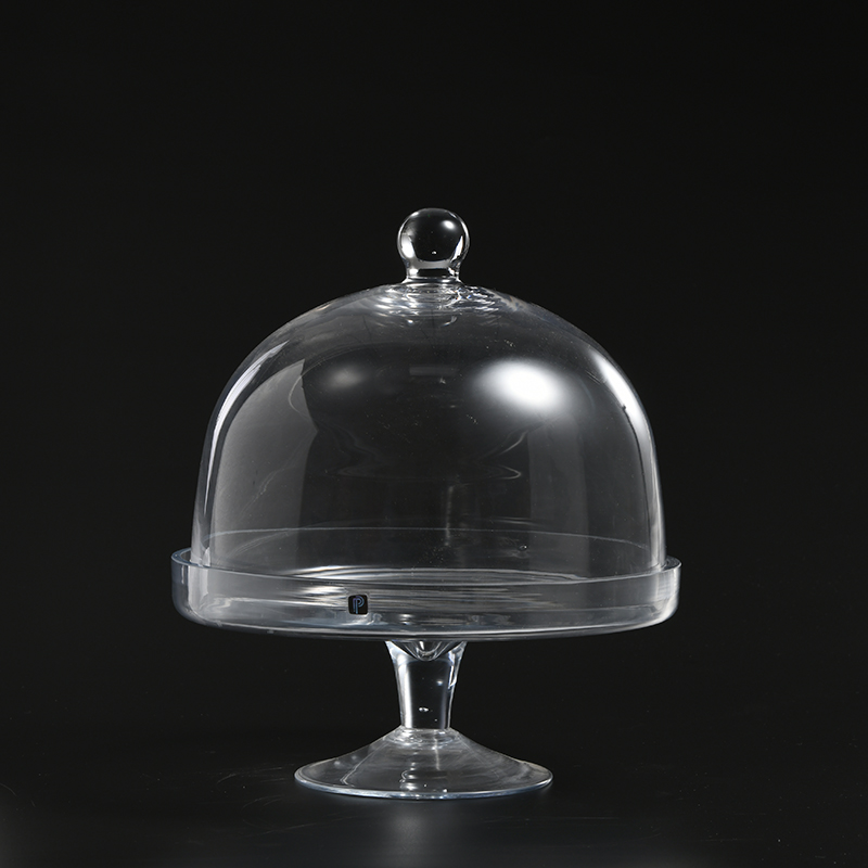Transparent hand-blown heavy-duty glass cake cover with glass stand plate Glass Cake stand Cover on sale