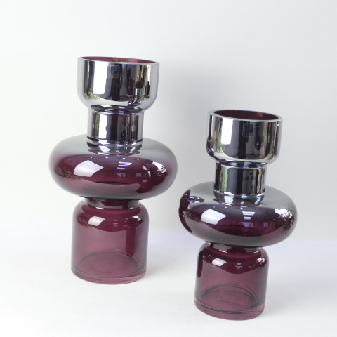 High Quality Purple Gradient Color Household Mini Flared Clear Glass Vase