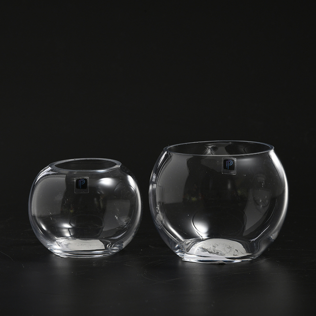 Factory supply special round bowl design modern decoration transparent glass bowl vase on sale