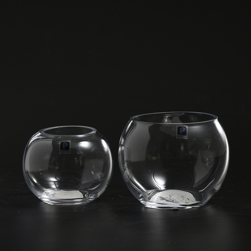 Factory supply special round bowl design modern decoration transparent glass bowl vase on sale