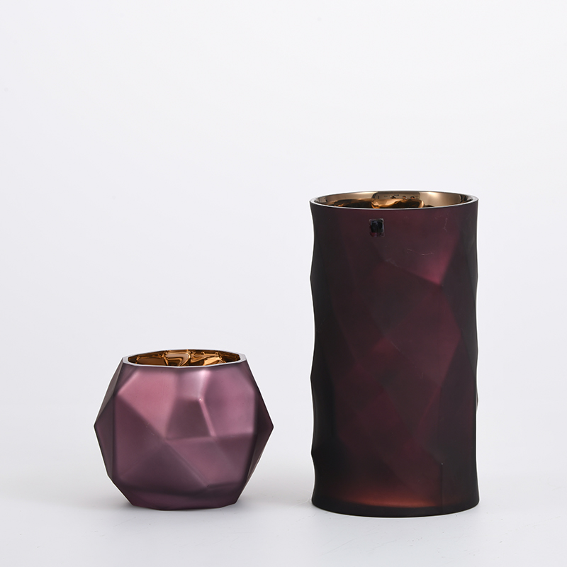 Luxury design customized color hot sale vertical strip electroplating round bowl glass flower vase for home decoration