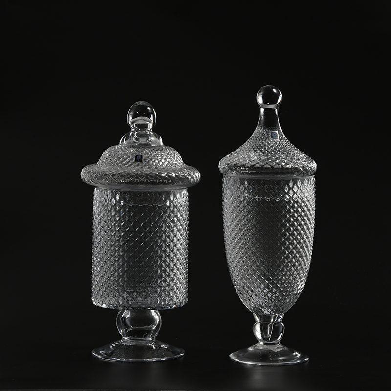 Food storage glassware customized sizes with floral heavy-duty transparent glass candy jar or marshmallow jar on sale