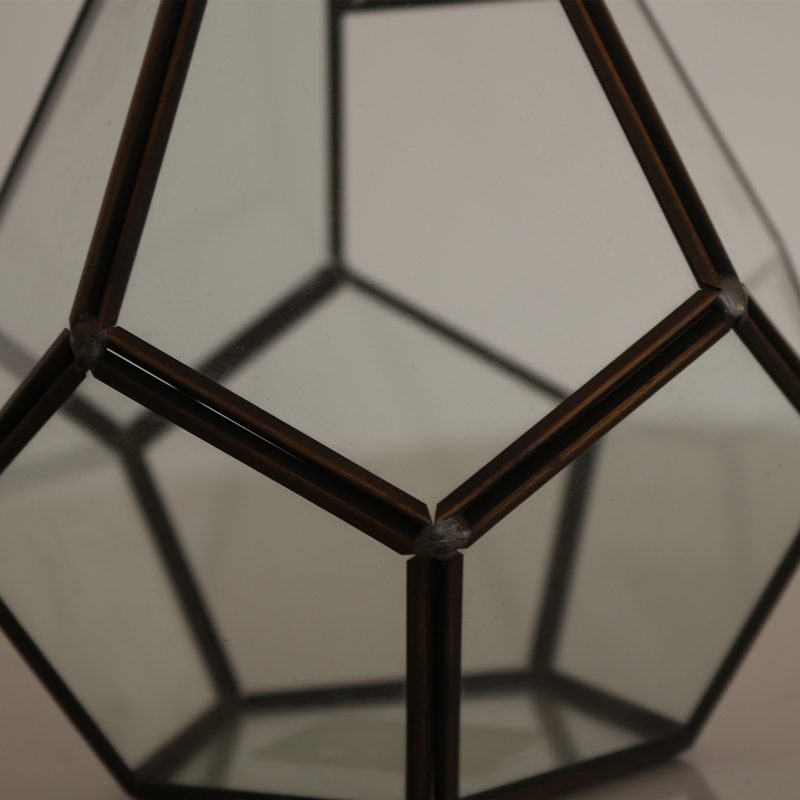 wholesale online New design luxury black gold geometric glass terrarium vase