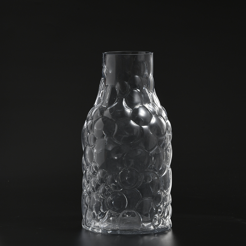 Hot selling special modern design transparent hand-blown thick clear heavy glass flower vase